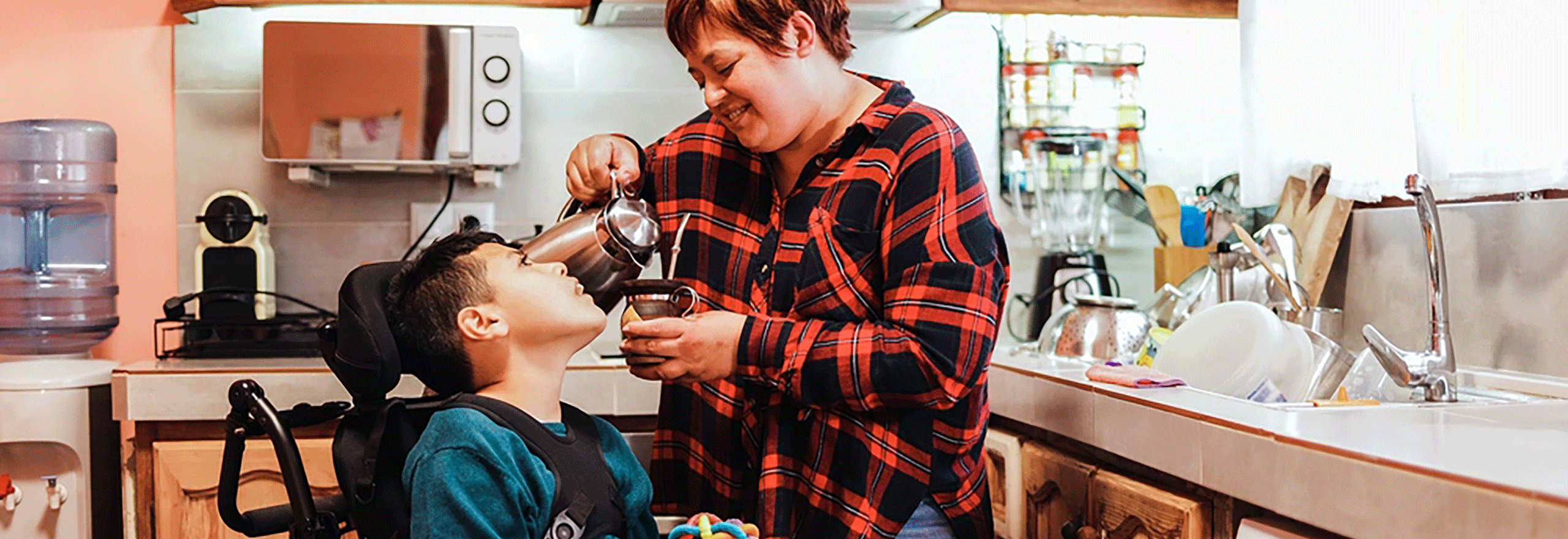 Woman feeding a child